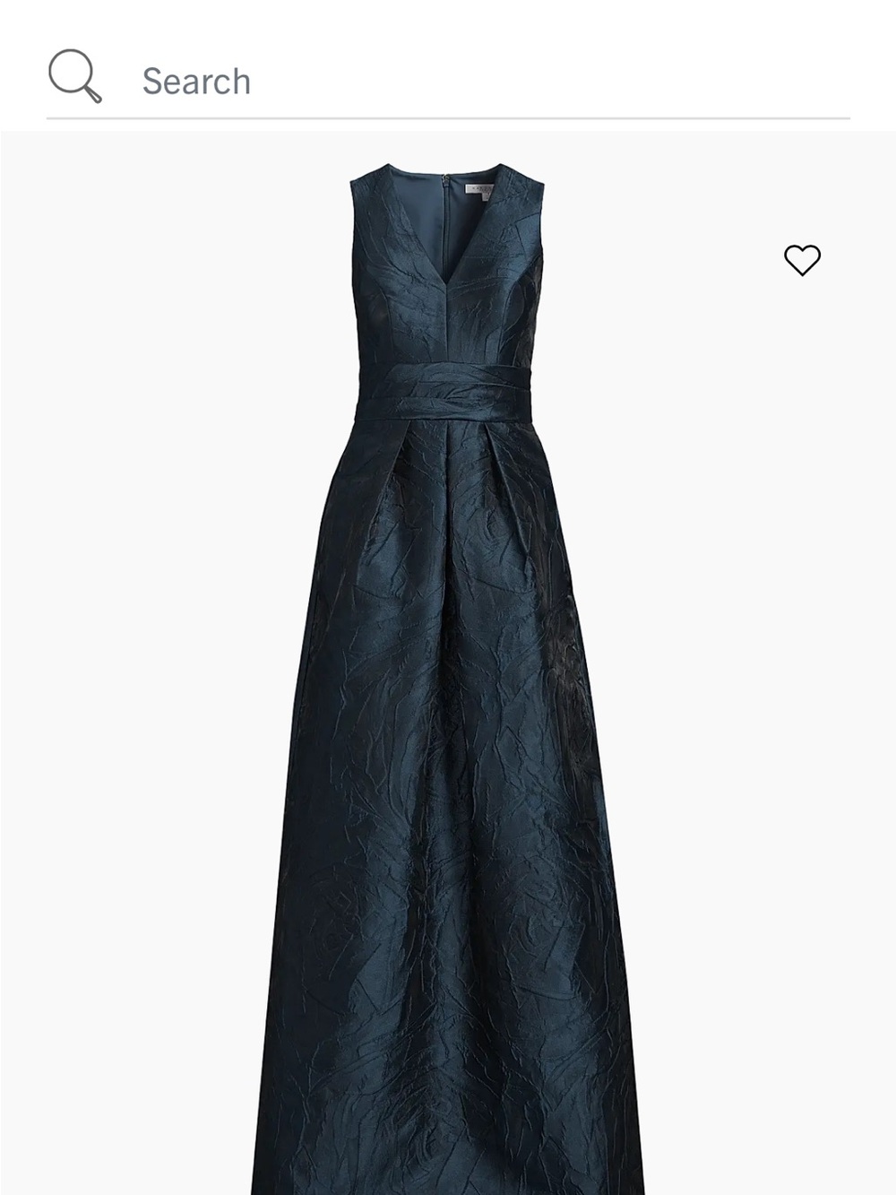 Kay Unger Textured Sleeveless V-Neck Evening Gown in Deep Teal